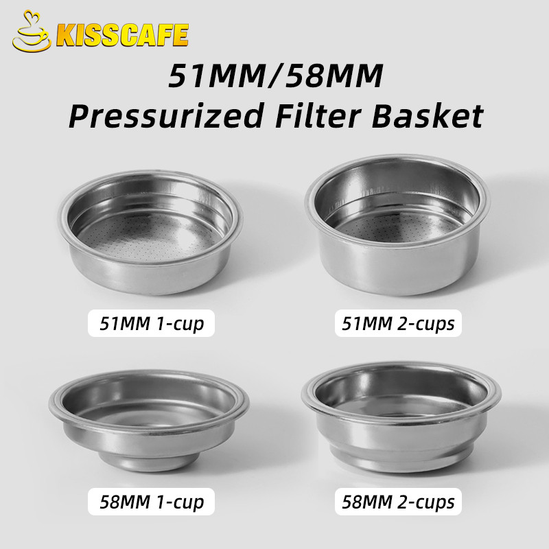 Coffee Filter Basket 51Mm 58Mm Pressurized Double Layer For Delonghi Gaggia E61 Portafilter Espresso