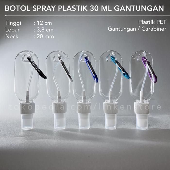 Botol Spray Plastik 30ml Gantungan / Carabiner Hand Sanitizer