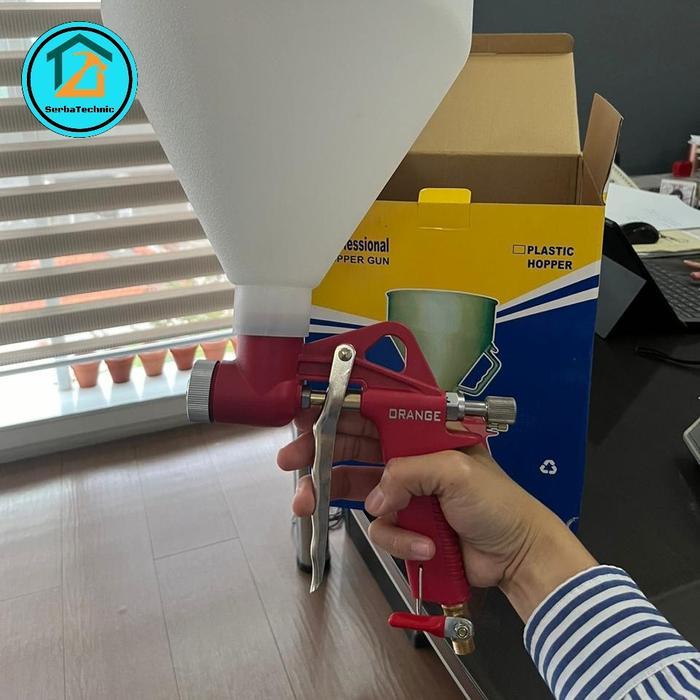 ORANGE SPRAY GUN TEKSTUR/ALAT SEMPROT CAT TEKSTUR HOOPER GUN