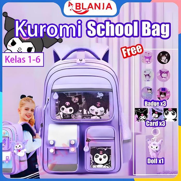 COD/ORI Tas Sekolah SD Anak Perempuan Kuromi & Melody - Tas Ransel TK & SD Kelas 1-6 Ukuran Bisa