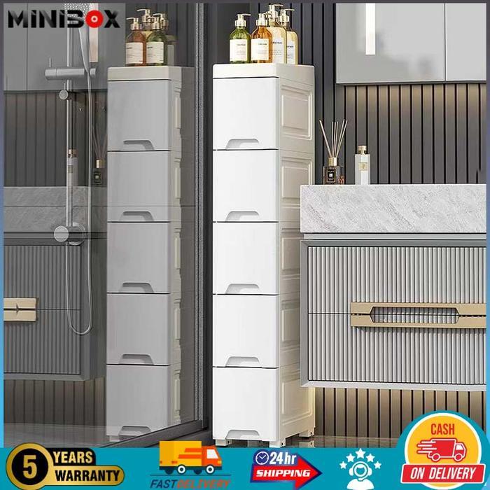 MiniMalisBox Lebar25cm Rak Susun Penyimpanan Plastik/Lemari Plastik Laci/Laci Plastik/Rak Dapur