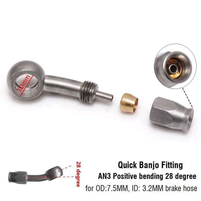 Nepel Fitting Banjo Selang Rem HEL Stainless Steel 0 - 45 - 90 Derajat Original Universal Motor