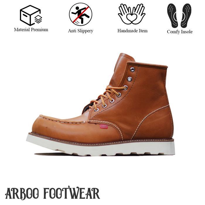 Sepatu Safety Boot Redwing Sepatu Pria Sepatu Kulit Mahal Kulit Sapi Asli Safety Ujung Besi Karet