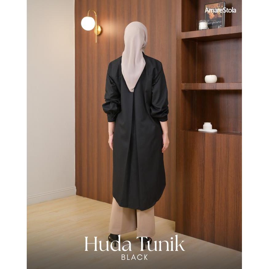 Amarestola - Huda Tunik / Tunik Lengan Panjang Katun Bordir Coksu Putih Hitam Sage