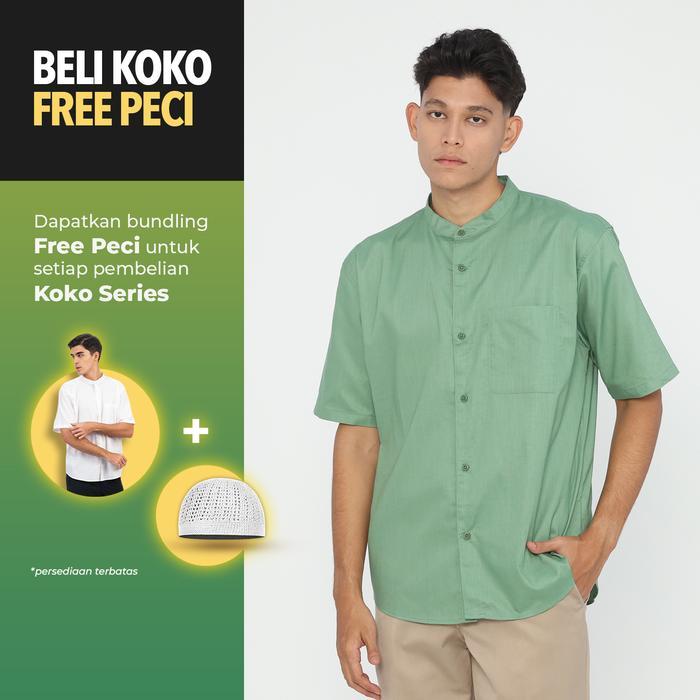 Erigo Shanghai Short Sleeve Basic Farhan Sage Green - Kemeja Koko Lengan Pendek Unisex