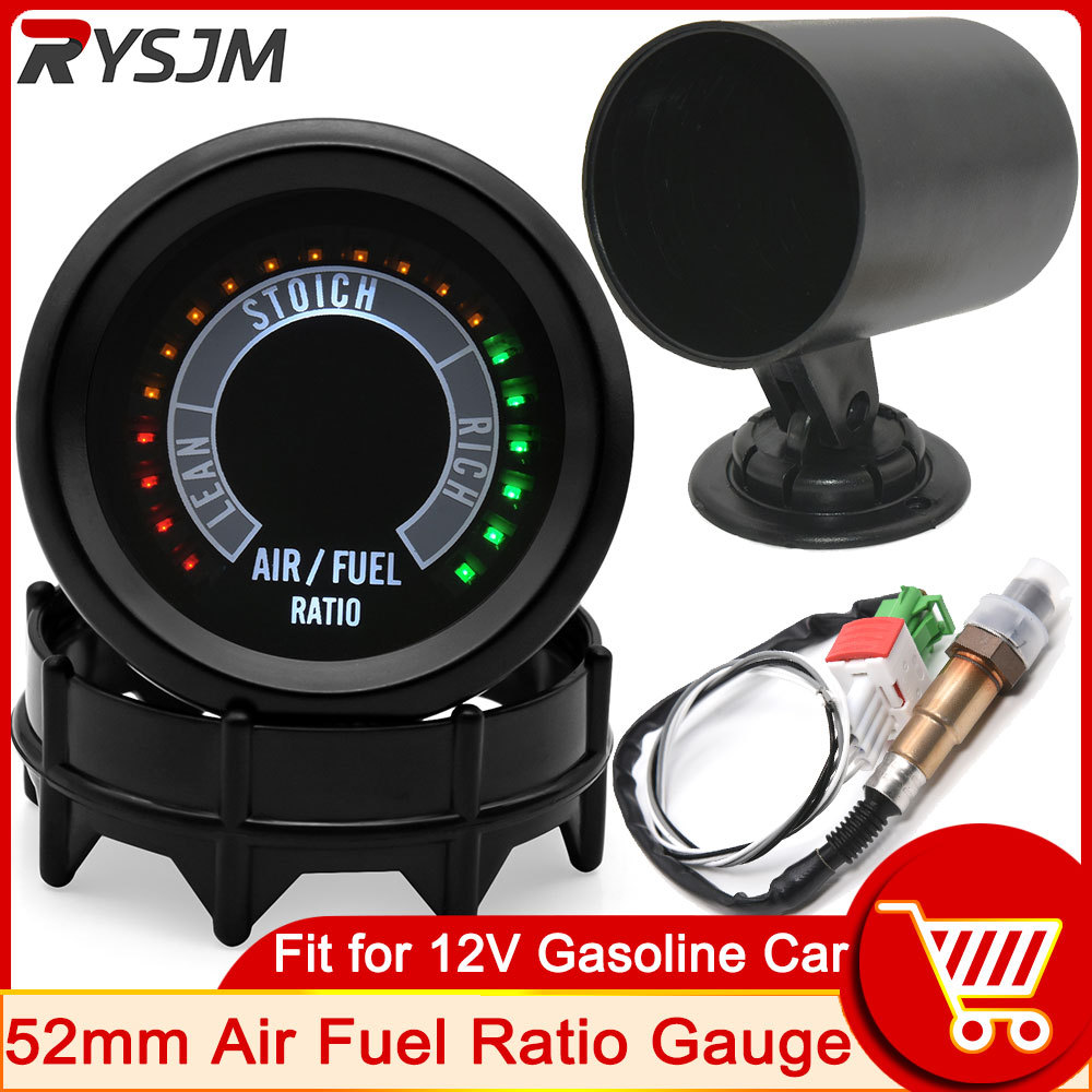 HD 52mm 12V Car Digital Air Fuel Ratio Gauge with Bracket DIY Accessories Narrowband AFR Meter Indic