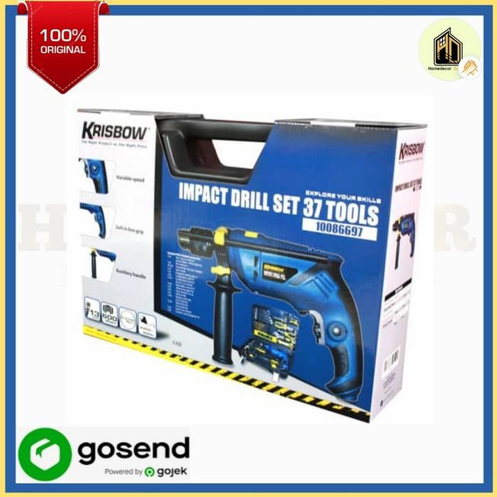 Krisbow Set Bor Listrik Beton 600 W 37 Pcs / peralatan bor beton set