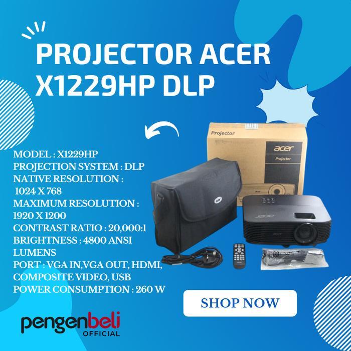 Projector Acer Murah - Projector Acer X1229HP - Pojector DLP - Resolution (1920 x 1200) - Projector