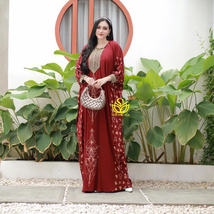 PREMIUM Kaftan Premium Batik Jumbo Kaftan Lebaran Rayon Gamis Polos Hitam Muslim Nyaman Dress Mewah