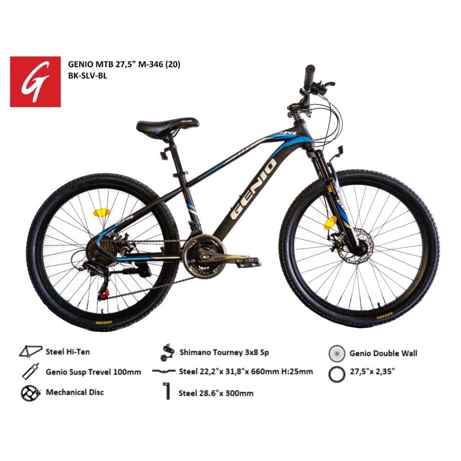 Sepeda Gunung MTB Genio M-346 27,5'' Inner Cable 24 Speed