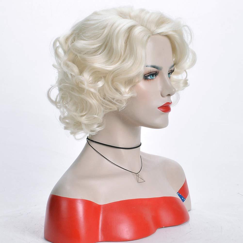 Blonde Wig Women 1920S Blonde Wig Curly Blonde Wig Wavy Platinum Wig For Women Cosplay Costume Party
