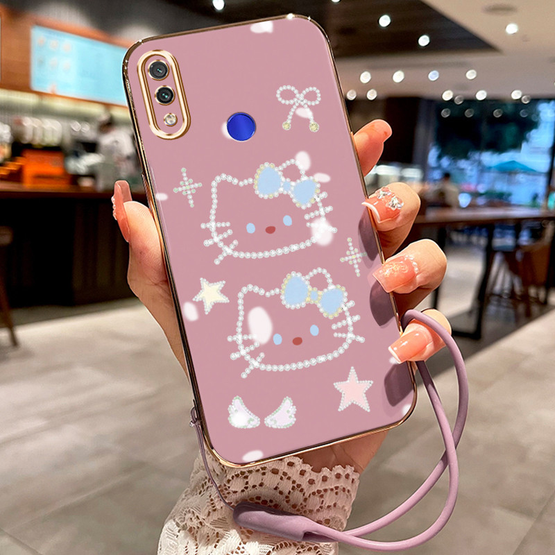 Casing Hp Untuk Xiaomi Redmi Note 7 Note 7s Note 7 Pro Case Bintang Berkilau Kitty pelapisan Kekinia