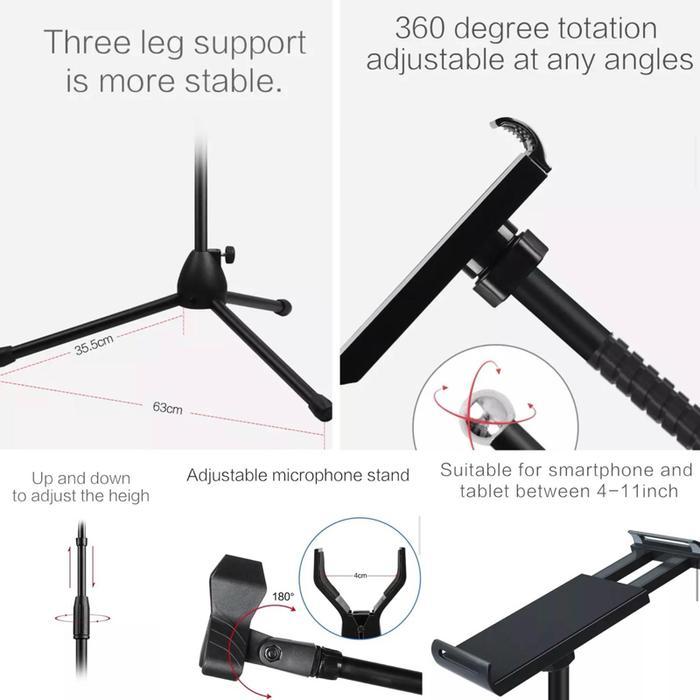 Best Seller Tripod Hp Mic/Tripod Tablet Mic/Tripod Microphone/Microphone Stand/Mic/Tiang Mic/Tiang