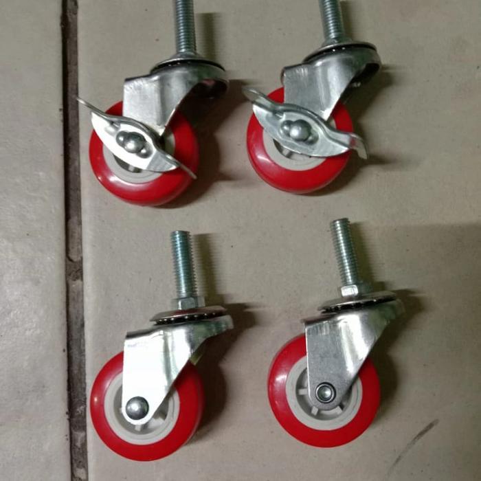 Promo roda troli roda pu roda baut 2 inch baut tusuk