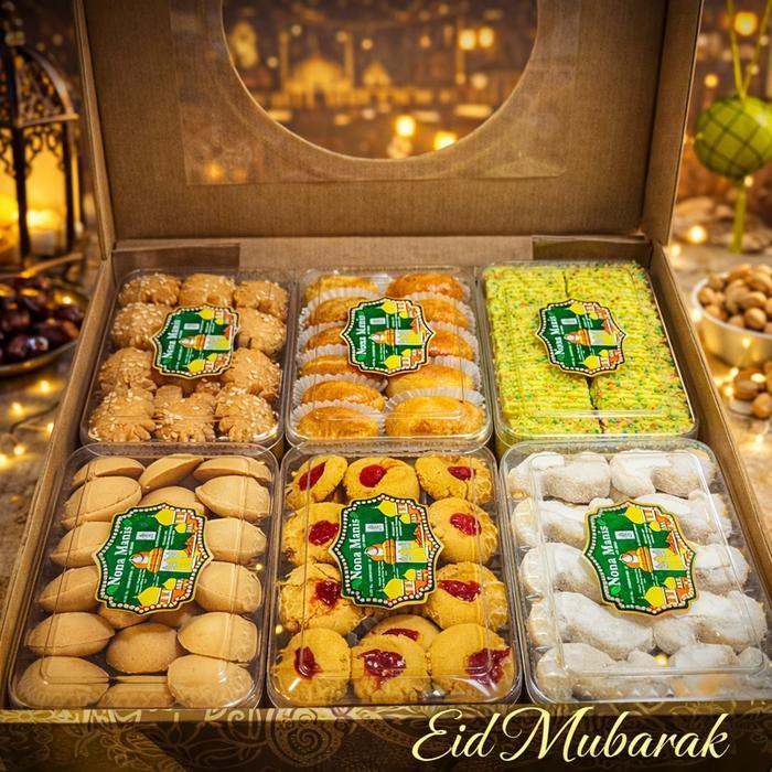 Apazada - Paket Kue Kering Lebaran [1 Box - 6 Toples] / Hampers Kue Soleha Nona Manis Cookies Food