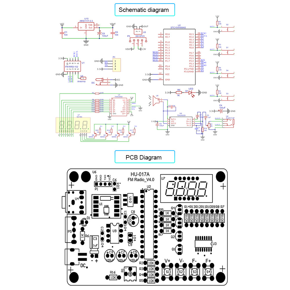 RDA5807S RADIO DIY KIT 87~108MHZ ADJUSTABLE MULTIFUNCTION FM RADIO ELECTRONIC TEACHING SOLDERING