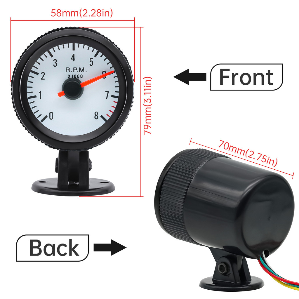 52MM TACHOMETER BLUE BACKLIGHT 12V CAR AUTO TACHO METER + GAUGE HOLDER RPM METER LED HOLDER FOR 1~8