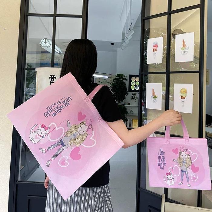 Tas Belanja / Tote Bag Spunbond/ Goodie Bag Spunbond /Tas Spunbond /Kain Motif Premium Kantong Jumbo