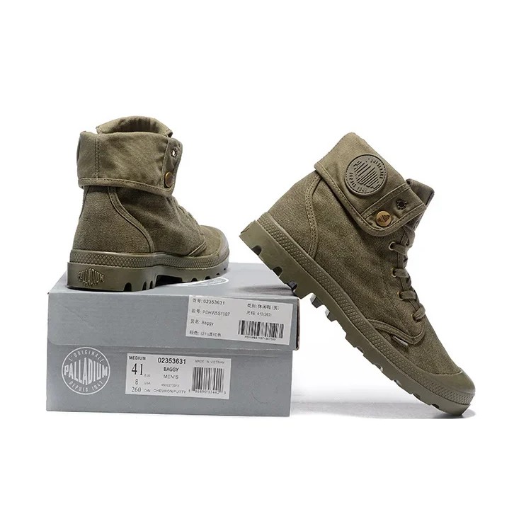 Original Palladium Pallabrouse Green Sneakers Turn Men Women Workwear Ankle Boots Canvas Casual