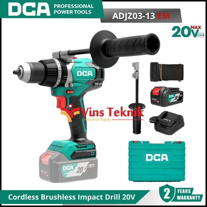 DCA ADJZ03-13EM Mesin Bor Baterai Cordless Brushless Impact Drill 13MM 20V ADJZ03-13 EM Gratis