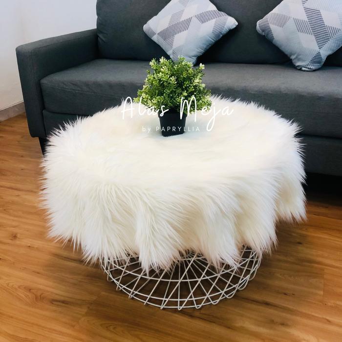Sale Taplak Meja Bulat Bulu Panjang Taplak Bundar 100Cm ( Putih )