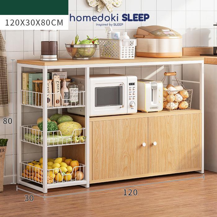Homedoki Rak Dapur Kayu/Lemari Dapur/Lemari Dapur Minimalis/Rak Dapur Minimalis/Rak Microwave