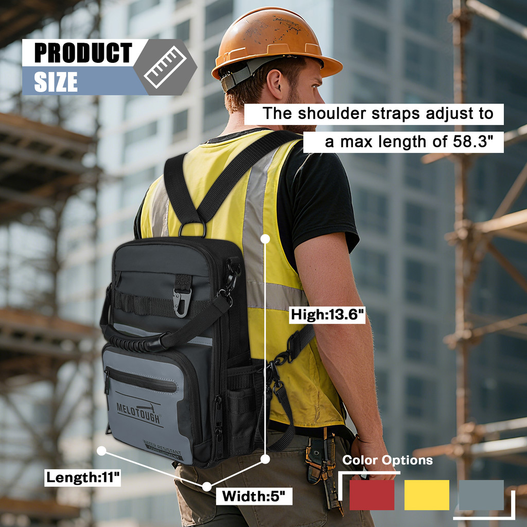 Small Tool Backpack for Men 30 Multi-Storage Pockets Heavy Duty Tool Bag Backpack with Dual-Form