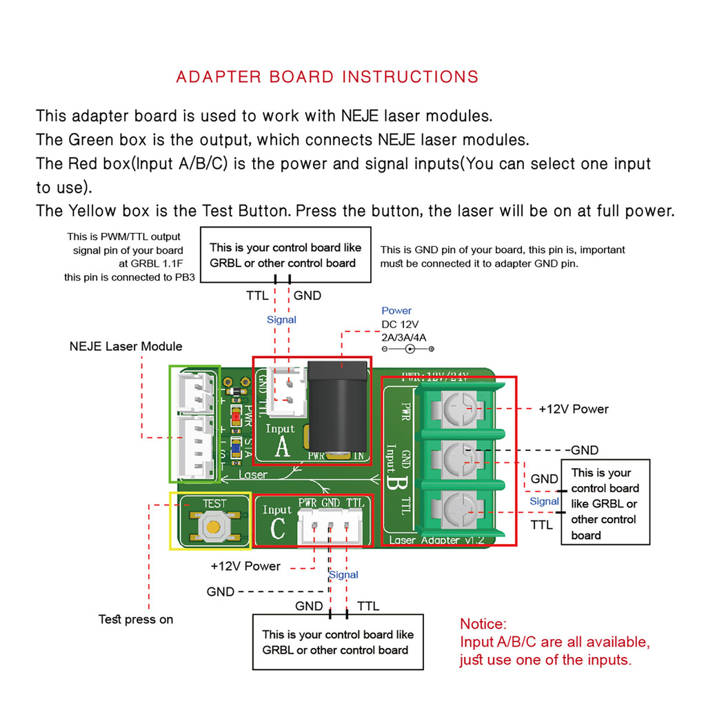 NEJE Laser Module LASER SWITCH / TEST BOARD FOR NEJE LASER MODULE