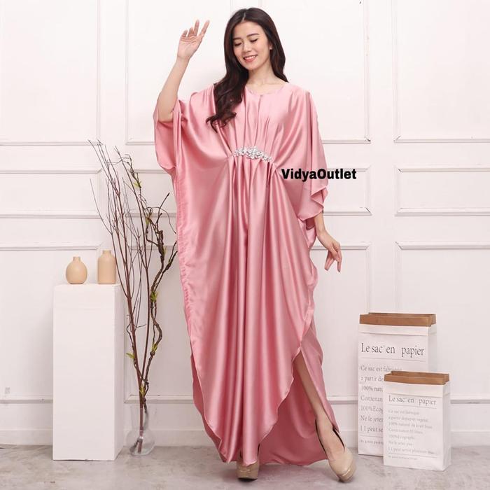 cnm Kaftan Polos 2258 - Baju Lebaran wanita - Super Mewah - Baju Muslim Dewasa - Dress Hitam Gamis