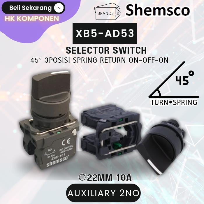 Selector Switch Spring Return 3Posisi Xb5-Ad53 Shemsco Hemat