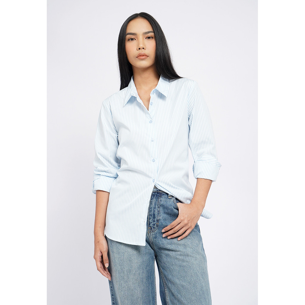 Executive Long Sleeves Stripe Shirt Dusty Blue