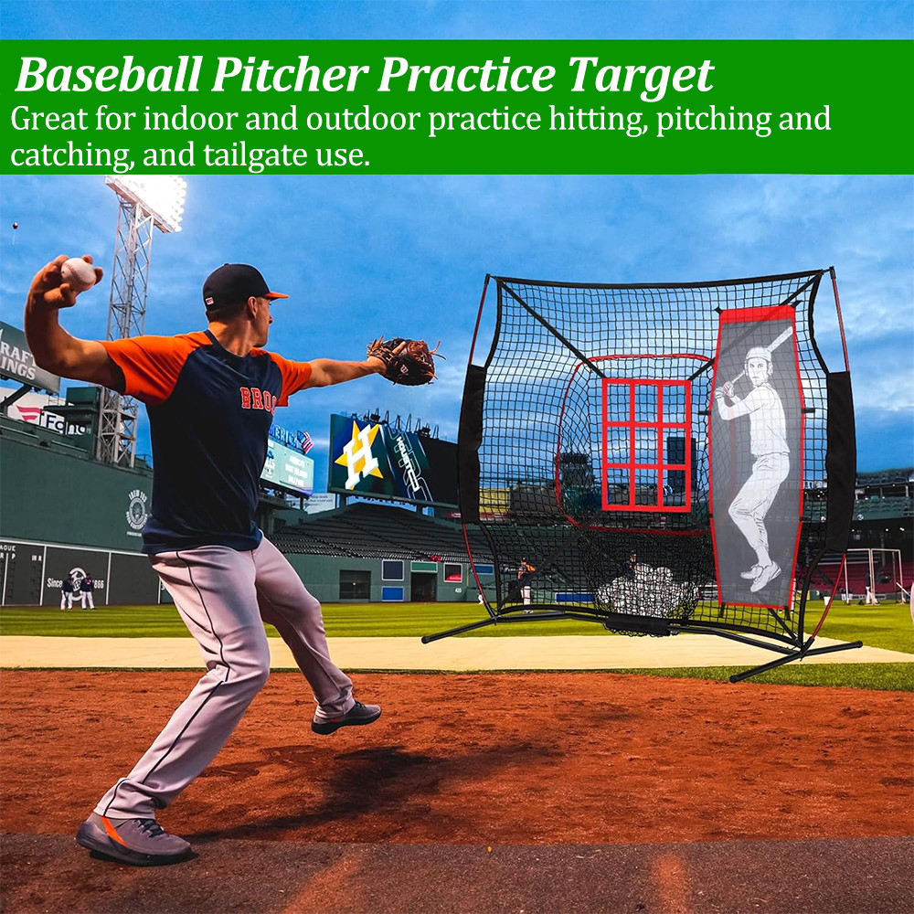 Baseball Pitching Net Set Baseball Softball Pitching Target Dummy Batter Training Aids with