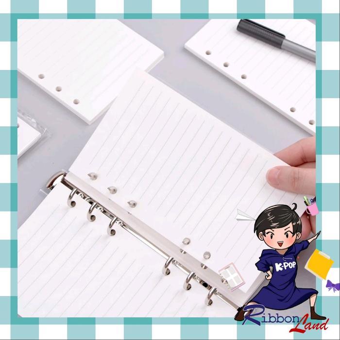 A5 A6 Kertas Refill Isi Binder 6 Ring Garis Kotak Dot Paper