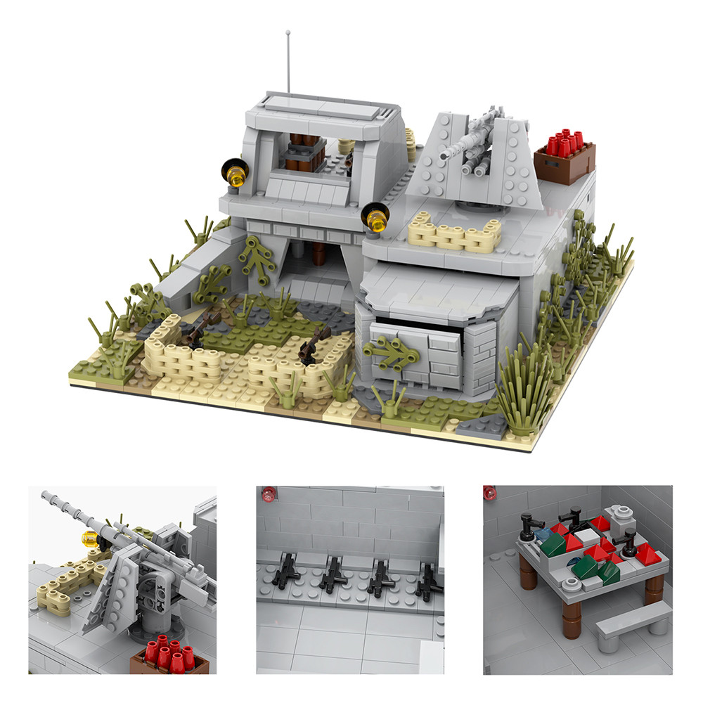 Military Series MOC Brick Modern Warfare WW2 Fortifications Action Figure Wars Model Building Blocks