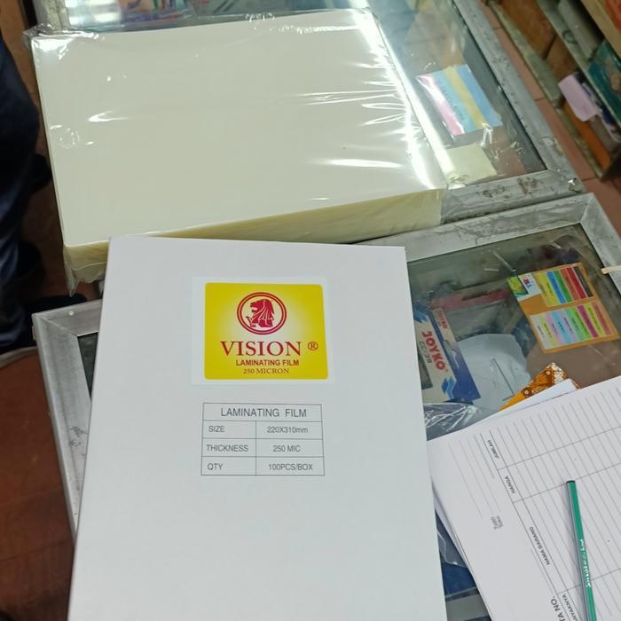 Plastik Laminating VISION TEBAL 250 micron Varian A4 atau F4 / Dus
