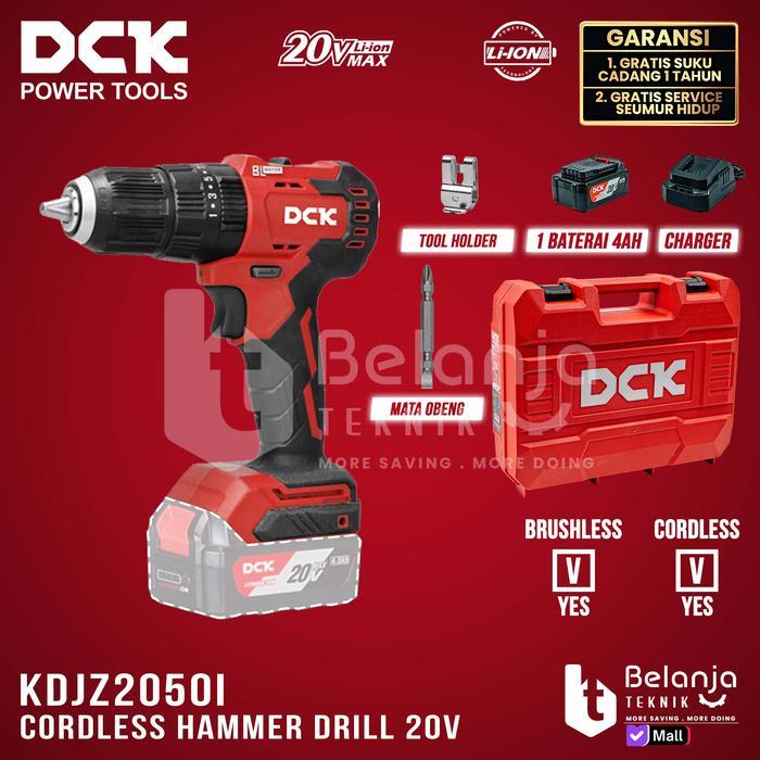 Orion Modern - Dck Cordless Hammer Drill Kdjz2050I Dm 20V Bor Impact Baterai Kdjz2050I Torsi 50Nm