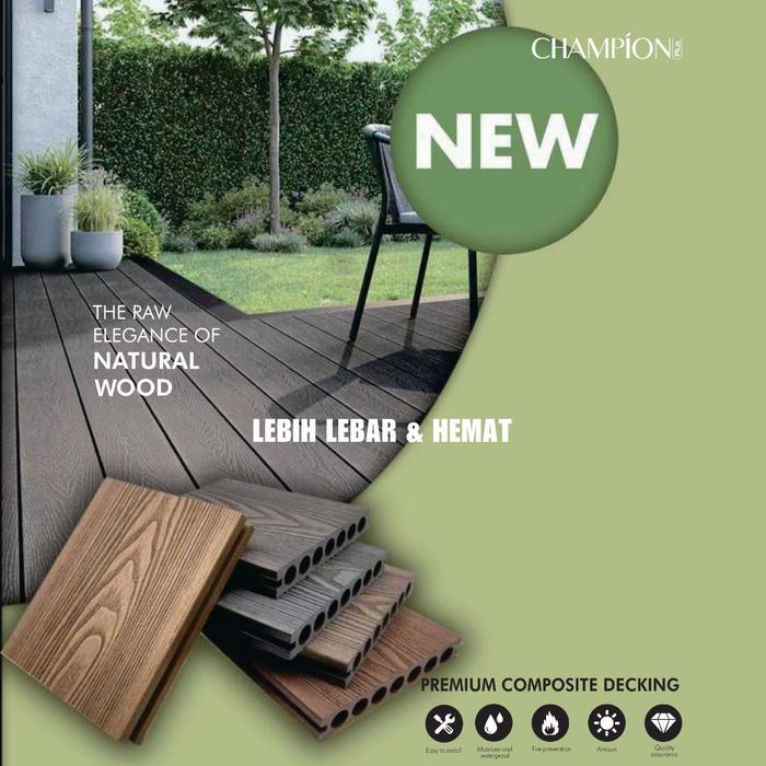 CHAMPION Decking WPC Outdoor Decking Kayu Lantai Kolam Renang Motif Serat Kayu