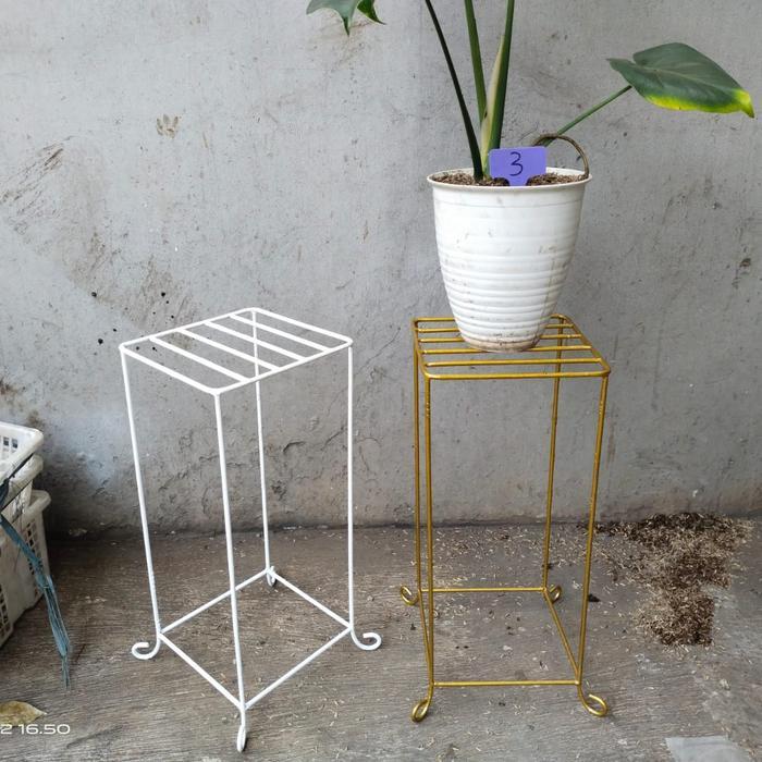 Standing pot bunga kotak, rak bunga persegi, dudukan pot besi,dekorasi