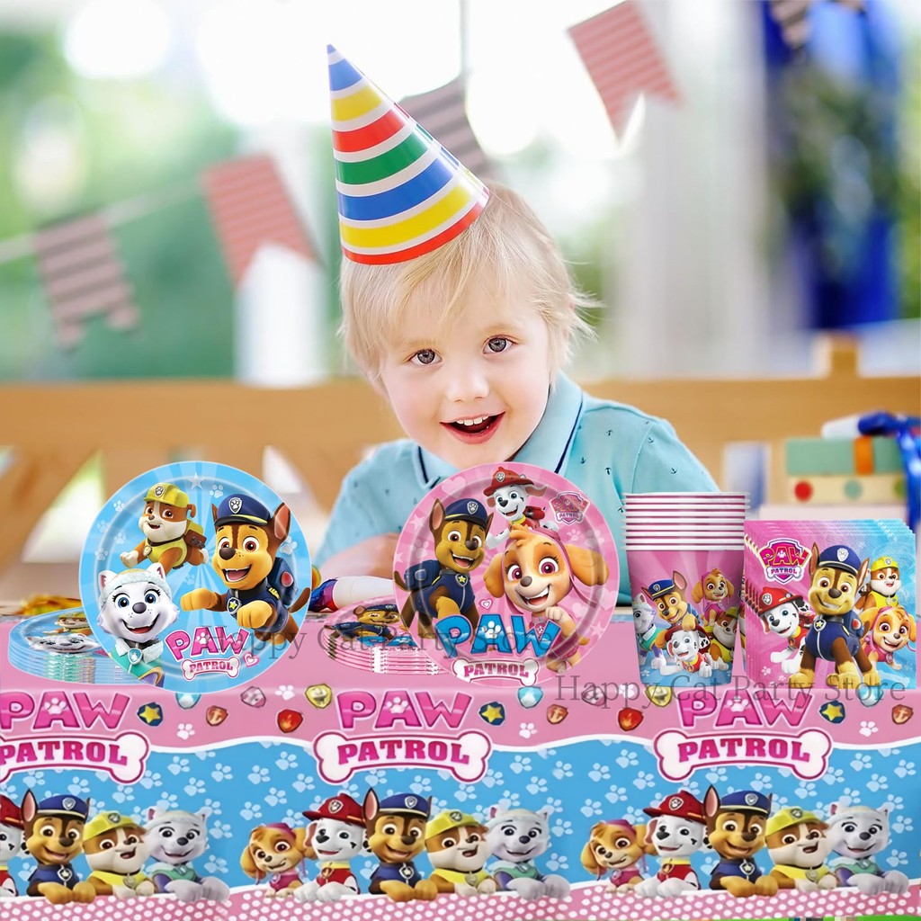 40pepole PAW Patrol Disposable Tableware Set Birthday Party Decor Patrol PAW Paper Plate Cup Kids