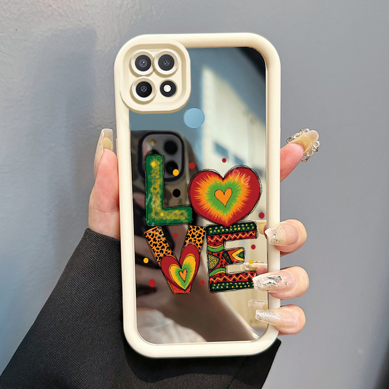 Casing Hp Untuk OPPO A15 A15s A35 Case Love Font Seni Cermin Kasing silikon Cesing Sulit berubah war