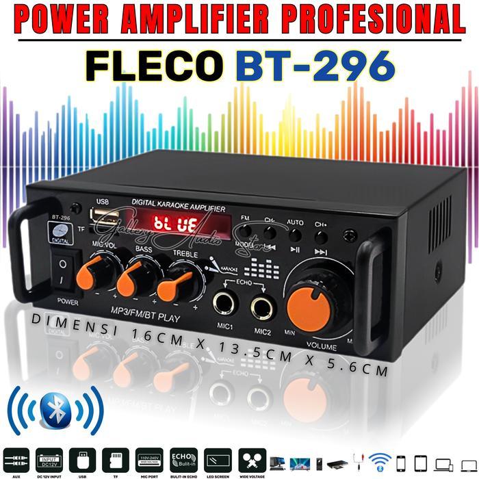 PROMO Fleco Power Amplifier Karaoke Bluetooth ECHO Full Bass BT-296 Ampli Mini Audio Penguat Suara