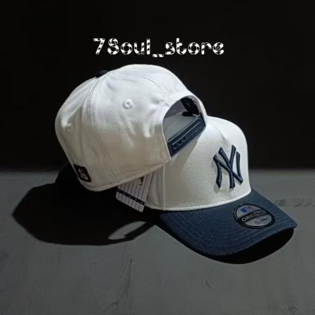 Topi New York / NY Navy Putih Unisex MLB / Topi Baseball Premium