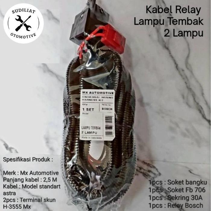 Termurah Kabel Relay Set Lampu Foglamp / Tembak Mobil + Relay Bosch - 2 Lampu
