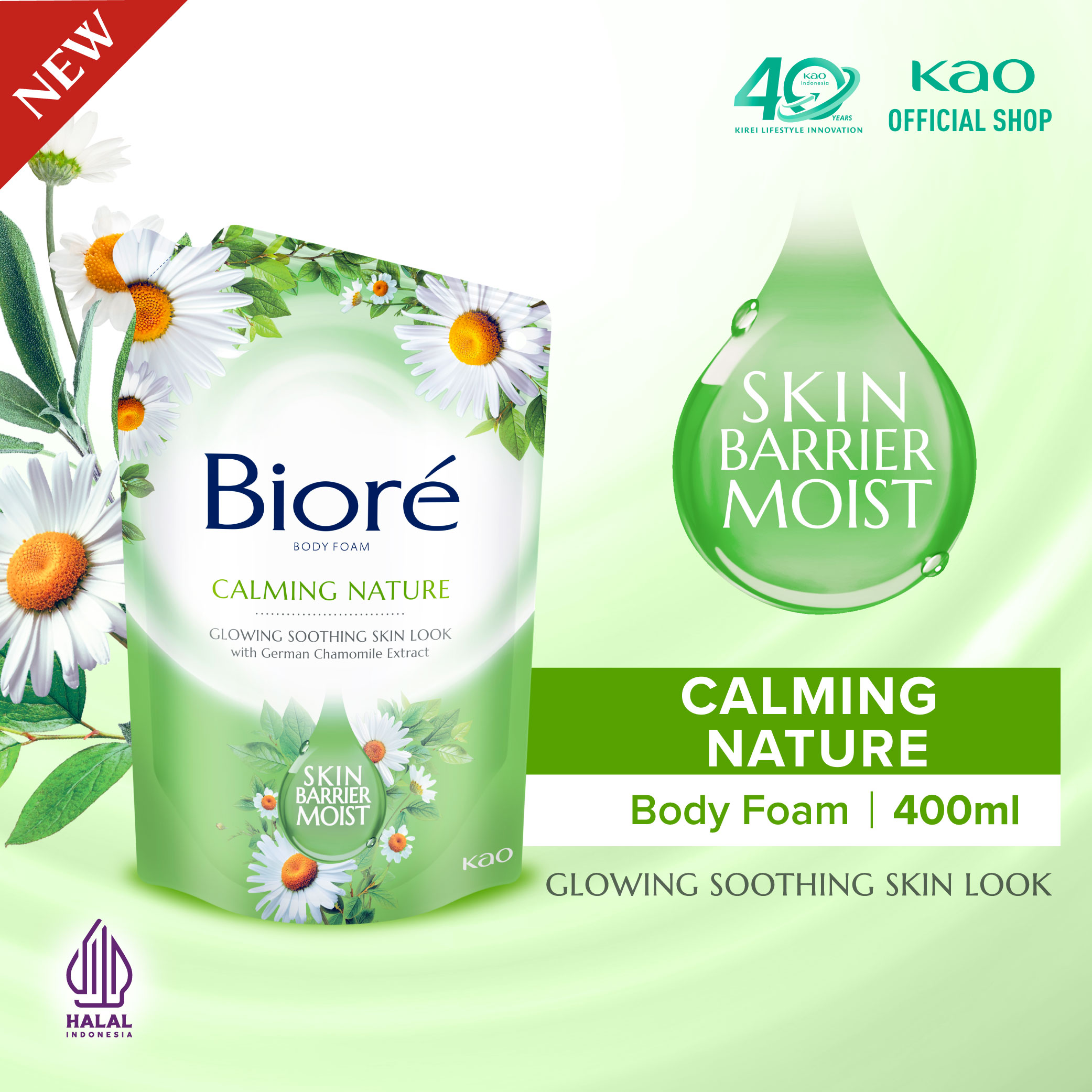 Biore Body Foam Sabun Mandi Cair Calming Nature Pouch 400ml
