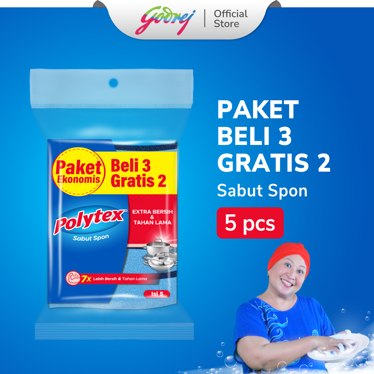 Polytex Multipack Spon Extra Bersih Isi 5