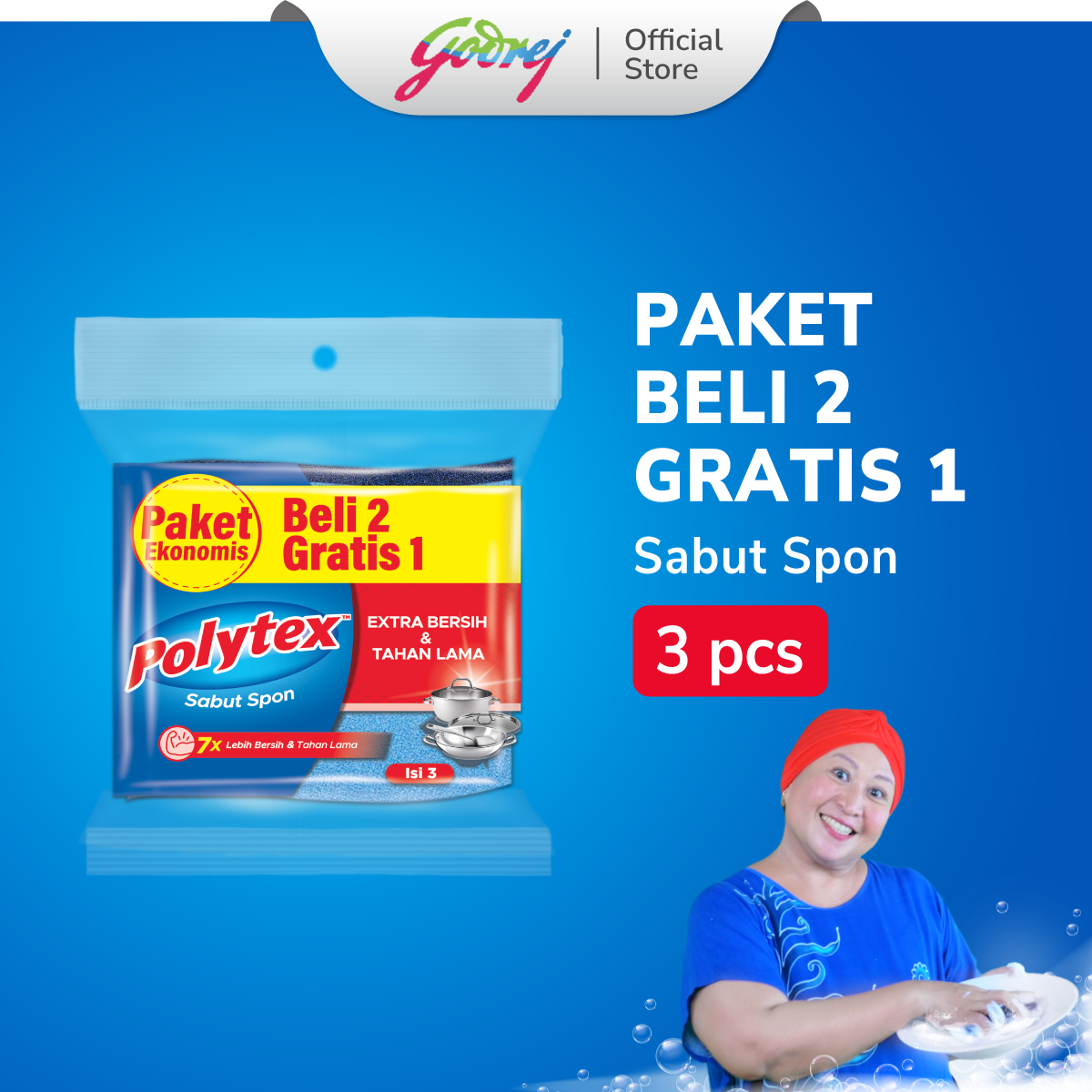 Polytex Multipack Spon Extra Bersih Isi 3