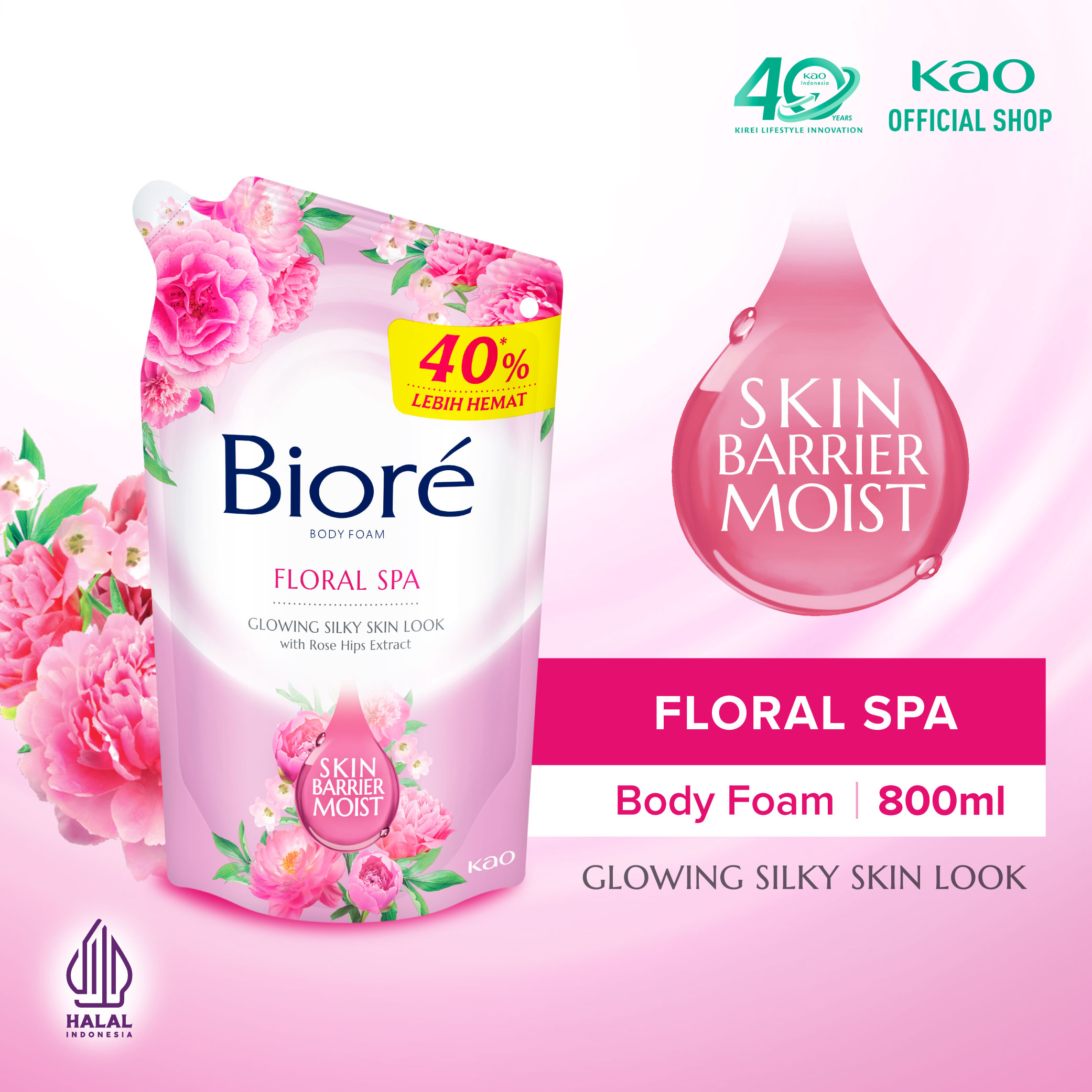 Biore Body Foam Sabun Mandi Cair Floral Spa Pouch 800ml 
