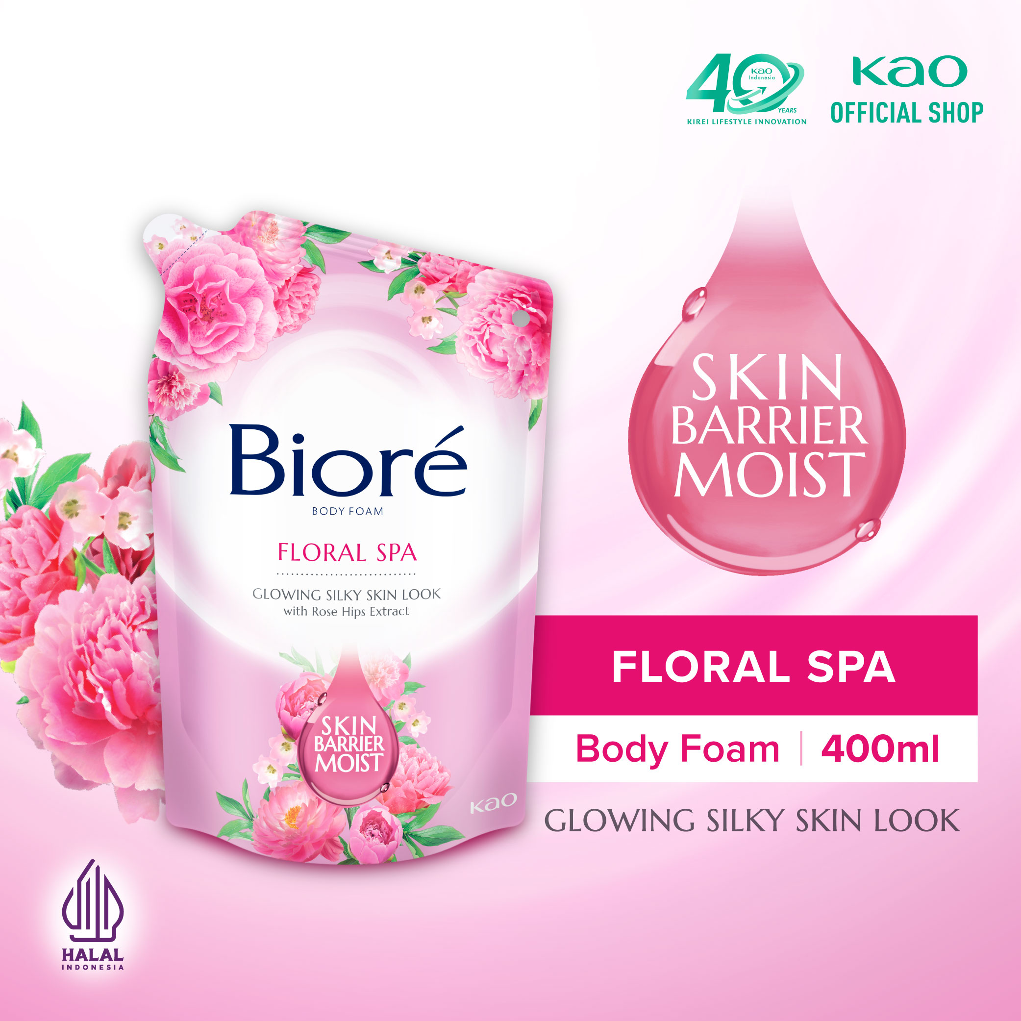 Biore Body Foam Sabun Mandi Cair Floral Spa Pouch 400ml 
