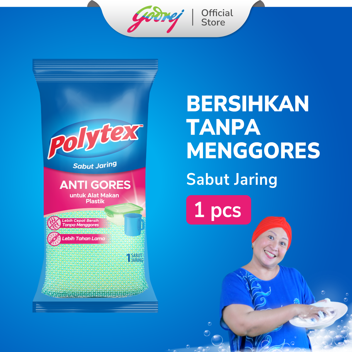Polytex Sabut Jaring Anti Gores untuk Alat Makan Plastik