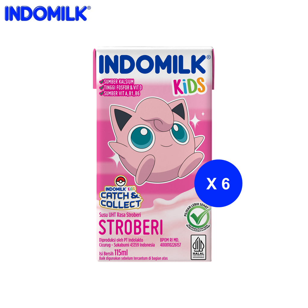 

Indomilk Kids Strawberry UHT 115ml Multipack isi 6 Edisi Pokemon